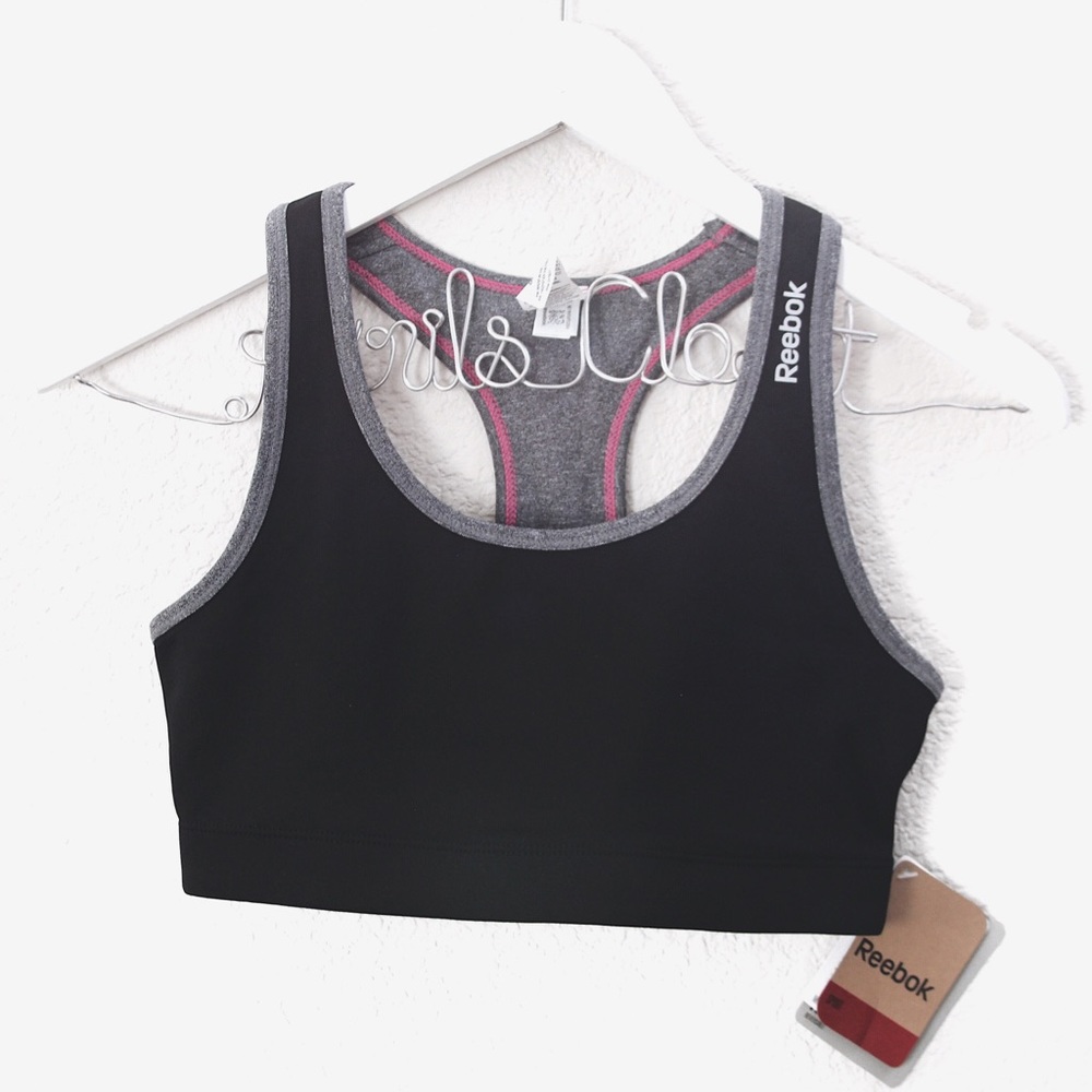 Reebok Black Gray Reversible Workout Sports Bra